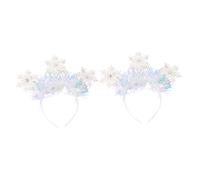TOPBATHY 2Pcs Christmas Snowflake Headbands White Xmas Hair Decor Festive Hairbands for Holiday Parties Women Winter Wonderland Accessories