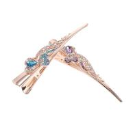 TOPBATHY 2pcs Crystal Blue Purple Duckbill Hairpins Set Vintage Metal Rhinestone Alligator Clips for Sharp Pointed Design Hairpin Flower Styling Accessories Gentle Non-damaging Grip for