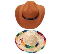 TOPBATHY 2pcs Decorative Hats and Cotton Material Lovely Cowboy and Hat for Dogs and Cats Comfortable Fabrics Easy to Put and Take off Stylish Accessories for Family Portraits