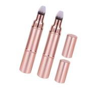 TOPBATHY 2pcs Double-ended Retractable Makeup Brush Portable Soft Bristle Foundation and Blush Brush for Travel Compact Dual-use Beauty Tool for Easy Go Application