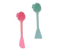 TOPBATHY 2pcs Dual-head Silicone Face Cleansing Brush for Makeup Removal and Deep Cleaning, Portable Facial Scrubbers with Fish Tail and Blade Shape Heads, Suitable for Mask Application