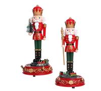 TOPBATHY 2pcs Elegant Plastic Nutcracker Soldier Music Box with Musical Rotation, Interactive Christmas Music Playing Decoration for Xmas Table or Shelf, Festive Ornament and Adults
