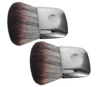 TOPBATHY 2pcs Flat Makeup Brushes for Blush and Powder, Portable Travel Face Brush with Comfortable to Hold, Sleek Plastic Handle and Soft Fiber Bristle, for Women’s Body Makeup Application