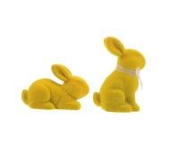 TOPBATHY 2pcs Flocked Bunny Tabletop Decor Resin Easter Figure