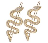 TOPBATHY 2pcs Gold Snake Hair Clips Metal Barrette Crystals Small Side Clips for Women Hair Styling and Wedding Accessories