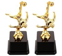 TOPBATHY 2pcs Golden Plastic Soccer Trophy Cup with Polished Surface, Resists Tipping, for Community Contests and School Leagues, Soccer Team Trophy Award Souvenir