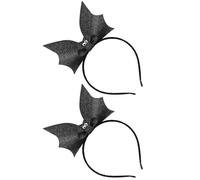 TOPBATHY 2pcs Halloween Bat Headband for Women with Simulation Bat Wings, Comfortable Wear and Easy Pairing, Hair Accessory for Festival and Costume Party, Black Pu Material Hairband