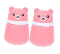 TOPBATHY 2pcs Lovely Bear Powder Puff Case Talcum Storage Box Portable Cartoon Puff Container for Home and Travel Easy One-hand Operation Powder-saving Design