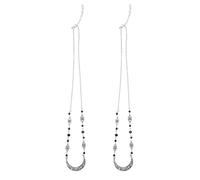 TOPBATHY 2pcs Retro Hollow Crescent Moon Forehead Chain Natural Crystal Beads, Vintage Silver Hair Hoops Headband Accessories for Women, Elegant Hair Jewelry for Festival and Wedding