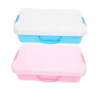 TOPBATHY 2pcs Small Portable Sandbox with Lid, Handheld Storage Box for Outdoor Sensory Play, Blue Pink Sand Tray Set for ’s Travel and Home Use
