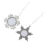 TOPBATHY 2pcs Snowflake Frame Pendant Family Tree Photo Frame Memory Picture Pendant Mini Xmas Picture Frames Necklace Snowflake Photo Christmas Zinc Alloy