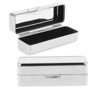 TOPBATHY 2pcs Square Metal Lipstick Organizer with Mirror, Vintage Retro Makeup Storage Box for Lipstick and Essential Oil Roller, Elegant Compact Case a Gift