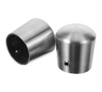 TOPBATHY 2Pcs Stainless Steel Handrail End Caps Curtain Pole Ends Silver Easy to Install Metal Tube Plugs Featuring Polished Surface and Bright Design to Enhance Safety