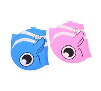 TOPBATHY 2pcs Swim Caps Cartoon Fish Silicone Swim Hat for Boys Ear Protection Comfortable Fit Long Hair