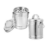TOPBATHY 2pcs Tabletop Ashtray Bucket with Lid, Galvanized Iron, Silver, Water Bucket Shape, Windproof, Vintage Retro, for Tabletops and Bar