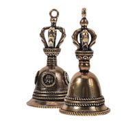 TOPBATHY 2pcs Vintage Metal Bell Pendants DIY Keychain Charms Set Antique Exorcism Bell and Lucky Auspicious for Crafts Jewelry Making and Car Accessories