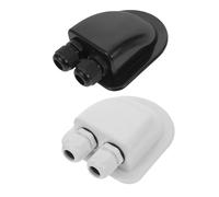 TOPBATHY 2pcs Weatherproof Abs Solar Cable Entry Gland Box with Dual Cable Glands Adjustable Angle Mounting Housing for Boat Solar Panel Junction Black and White