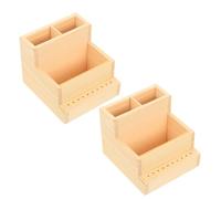 TOPBATHY 2PCS Wooden Nail Drill Bits Storage Case with 10 Holes Double-Layer Manicure Tool Organizer Box Portable Nail Art Supplies Holder