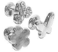 TOPBATHY 3 Pcs Silicone Watch Band Decorative Rivets Charms for 38mm Smartwatch, Silver Mini Flower, Butterfly and Diamond Leaf Design, Smartwatch Strap Accessories for Women