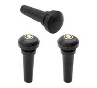 TOPBATHY 3 Pcs Violin Ebony Tailpins Set Including 2 Tailpieces with Eye and 1 without Eye, Black String Studs for Acoustic Violin Replacement Accessories