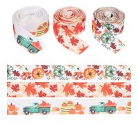 TOPBATHY 3 Rolls Decorative Fall Ribbons for Crafting and Decoration, Polyester Material with Good Texture and Supple Feel, for Cakes and Party Wrapping