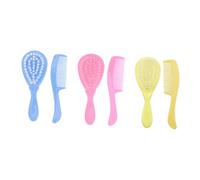 TOPBATHY 3 Sets 6pcs Baby Brush Set with Comfortable Pp Material and Ergonomic Handle Design, Wide-toothed Comb and Scalp Massager for Newborn Hair Care Bathing Random Color