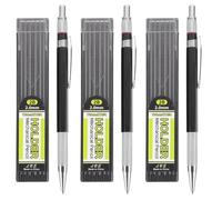 TOPBATHY 3 Sets Mechanical Pencils with Refills Ergonomic Non-slip Barrel for Students Artists and Architects Sketching Drafting Writing Supplies