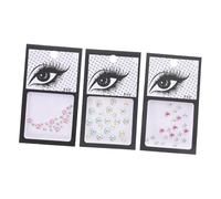 TOPBATHY 3 Sets Self-adhesive Face Jewels Stickers Decorative Eye Gems for Makeup Halloween Party Face Decals Sparkling Pearls Stars Petals Designs