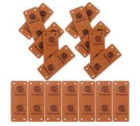 TOPBATHY 30pcs Brown Leather Tags with Hole, Handmade Embossed Quilt Labels, Easy to Attach and Flexible DIY Accessories for Clothing, Shoes and Shirts, for Present Product Decoration