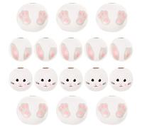 TOPBATHY 30pcs DIY Easter Wood Beads Set with Rabbit Ears, Faces, and Paws, Handcraft Wooden Beads for Garland Making, Jewelry, and Craft Projects