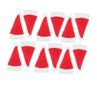 TOPBATHY 30pcs Mini Santa Hat for Party Craft and Christmas Decor Includes Silverware Bag and Miniature Xmas Hat for Dolls and Miniature Scenes