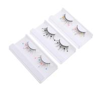 TOPBATHY 3pairs False Eyelashes Sequin Flash Hearts Flowers Diy Lash Extensions for Party Event Individual Lash Clusters Curl