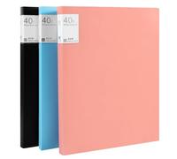 TOPBATHY 3Pcs A3 Portfolio Binder Folder with 40 Plastic Sleeves Multi-Colored Presentation Book for Artwork Documents and Office Supplies