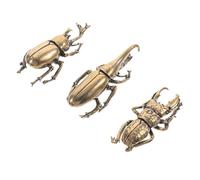 TOPBATHY 3pcs Brass Beetle Figurines Desktop Decor Insect Miniature Sculptures for Office Home Car Compact Craft Statues with Stable Base Unique Creative Ideas