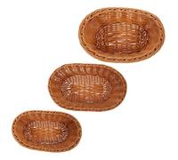 TOPBATHY 3pcs Hand Woven Imitation Rattan Storage Baskets for Snacks and Fruit Desktop Candy Holder with Natural Rustic Design Multi-use Kitchen and Household Organizer
