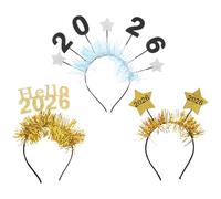 TOPBATHY 3pcs Happy Year Eve Party Supplies Glitter Star Tiara Festive Headband Hair Accessories for Women Girls Holiday Party Favors