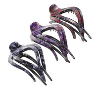 TOPBATHY 3pcs Large Duckbill Hair Clips for Women Claw Clips for Thick Fine Hair Ponytail Holders in Heart-shaped Rock Texture Grey Blue Red Purple for Styling and Everyday Use