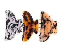 TOPBATHY 3pcs Leopard Print Claw Clips for Women French-inspired Vintage Tortoise Shell Jaw Clips with Strong Non-slip Hold Lightweight Acetate Hair Accessories for Thick Hair Styling and