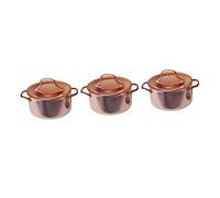 TOPBATHY 3pcs Mini Kitchen Model Scale Copper Metal Soup Pot Dollhouse Decor Kitchen Tool for Crafts Dollhouse Ornaments Double Handles