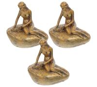 TOPBATHY 3pcs Miniature Mermaid Statues Resin for Garden Decor