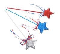 TOPBATHY 3pcs Patriotic Star Wands for Lightweight Red Silver Blue Independence Day Decoration Creative Play Accessories for July Birthday Party Supplies