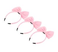 TOPBATHY 3pcs Pink Bowknot Headband and Women, Lightweight Plastic with Soft Chiffon Fabric, Large 3d Bow Design, Comfortable and Stylish Hair Accessory for Washing Face and Spa