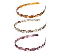 TOPBATHY 3pcs Resin Spiral U-shaped Headbands for Women, Oxford Material Hair Hoops in Dark Coffee, Light Coffee, and Light Red, Suitable for Sports, Makeup, and Daily Hair Accessories