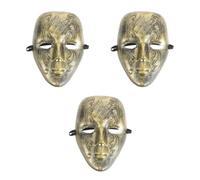 TOPBATHY 3pcs Vintage Full Face Party Mask for Halloween Festive Events | Golden Plastic Build, Sturdy Texture, Comfortable Fit, Cosplay Prop for Carnival Parties and Masquerade Evenings