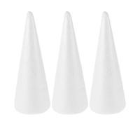 TOPBATHY 3Pcs White Polystyrene Foam Cones 30cm for Diy Crafts, Children'S Educational Projects, Christmas Decorations, Artificial Flower Arrangements, and Table Centerpieces