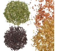 TOPBATHY 4 Packs Miniature Autumn Leaves Vine Scenery Decoration, Colored Artificial Leaves for DIY Landscape Ornament, Bonsai Plant Model Accessories in Orange Red, Fall Yellow, Dry Brown,