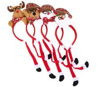 TOPBATHY 4 Pcs Christmas Headbands for Deer Snowman Bear Santa Festive Red