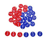 TOPBATHY 40PCS Metal Numbered Key Tags with Split Rings Heavy Duty Round Keychains for Sauna Spa Locker Organization Red Blue Moisture Resistant Identification System