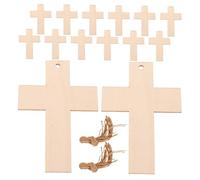 TOPBATHY 40pcs Unfinished Wood Cross Cutouts with Twine for Painting Natural Grain Craft Blanks for Easter Christmas Wedding Decorations and Faith-Based DIY Projects