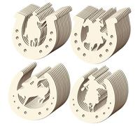 TOPBATHY 48pcs DIY Horseshoe Cutouts Smooth Wooden Slices Blank Unfinished Wood Chips for Crafts Painting Decorations